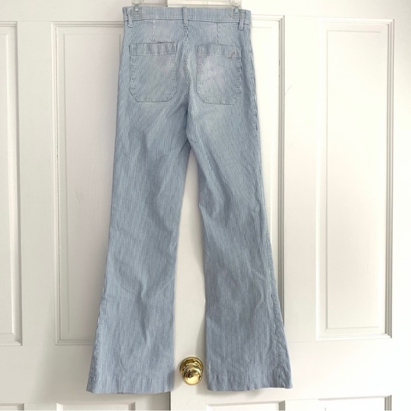 RARE Seafarer Circe High Waisted Blue Pinstripe Stretch Vintage Dungaree 27 - Picture 9 of 16